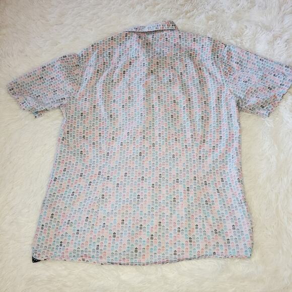 2/$30 LON NYC Cream with Multicolored Pineapple Print Button Down Size S - Picture 6 of 6